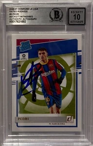 2020-21 Panini Donruss La Liga Signed Pedri #8 Barcelona Beckett Auto Grade 10 - Picture 1 of 1