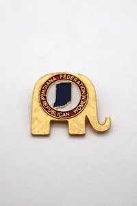 Vintage Indiana Federation of Republican Frauen Anstecknadel Brosche goldfarben Elefant - Bild 1 von 2