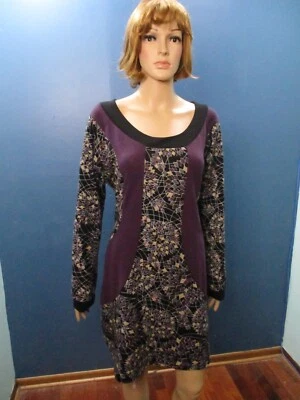 XL purple black tan geometric print knit sheath dress by TROP  BELLE POUR TOI Foto 1 de 4