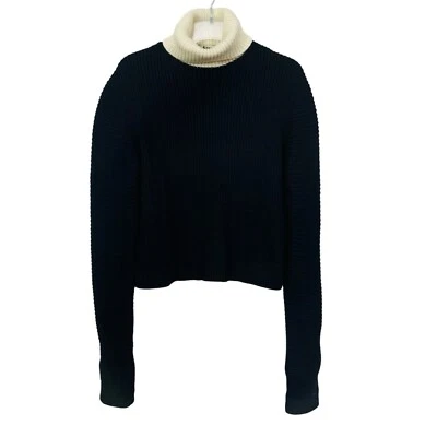 Suéter Acne Studio Bryn tejido de lana para mujer cuello alto L recortado negro blanco 2015 Foto 1 de 4