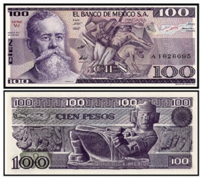 Billete México 100 Pesos P-74 1981 1982 UNC NUEVO Foto 1 de 2