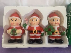 Weihnachten Aufhänger 3er Set handbemalt Set 3" ca. groß Vintage - Bild 1 von 10