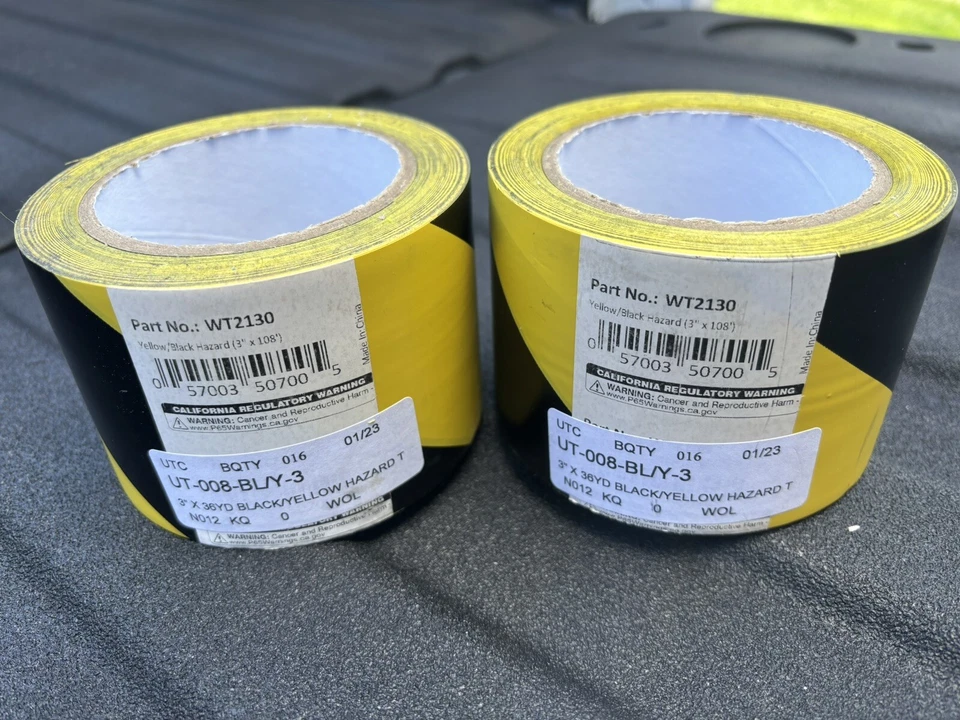 2xBlack & Yellow Hazard Safety Floor Tape, 3 Inch X 36yd - Image 1 of 3