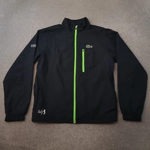 Lacoste Andy Roddick Mens Jacket 48 Medium Black Green Tennis Windbreaker Track - Picture 1 of 12