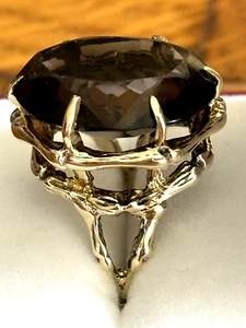 Anillo de bambú de oro de 14kt con topacio ahumado  - Imagen 1 de 7