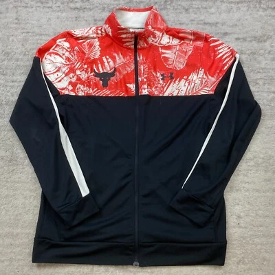 Jaqueta Under Armour Rock Project zíper completo grande preta rosa floral treino de mana - Imagem 1 de 4