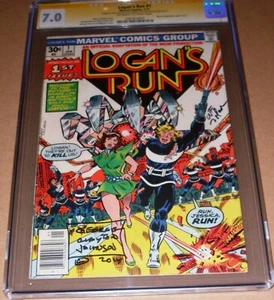 Logan's Run #1 CGC SS FIRMADO por George Clayton Johnson William Nolan Marvel 1977 - Imagen 1 de 3