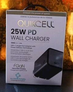 Quikcell (25W) PD Wall Charger USB-C Single Port Adapter (GaN Charging) - Black - Picture 1 of 5