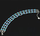 Hawaii Blue Opal Multi Layer Bracelet 925 Sterling Sliver Jewelry For Women Girl