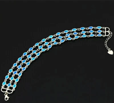 Hawaii Blue Opal multi Layer Bracelet 925 Sterling Sliver Jewelry For Women Girl - Image 1 of 4
