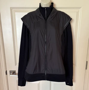 Lululemon ~ Reißverschluss Langarm Strickärmel Nylon vorne versteckte Kapuze Jacke ~ Größe 10 - Bild 1 von 6