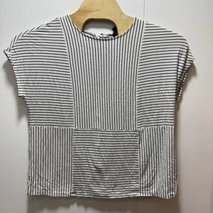 Top Colección Jill Wearever Talla Grande Blanco y Negro Rayas Botones Traseros - Imagen 1 de 4