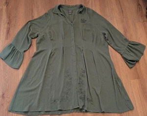 Vestido Camisa Torrid Outlander Libélula Mini Manga Campana Cuello Verde Talla 3  - Imagen 1 de 9