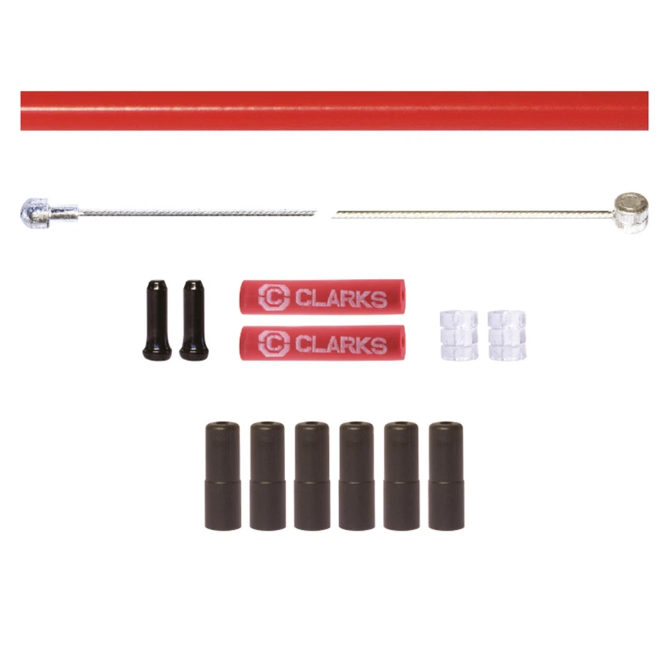 Kit de cables de freno delanteros y traseros Clarks Universal S/S con carcasa exterior roja P2 Foto 1 de 1