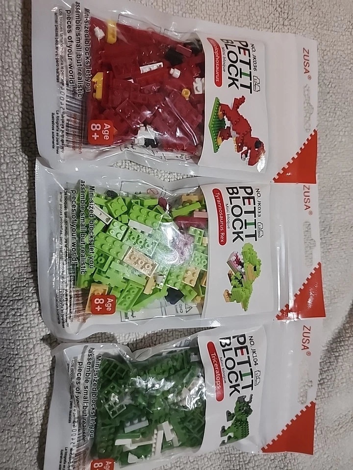 Petit Block Series, Dinosaurs 3 Sets Tyrannosaurus,triceratops,monolophosaursus - Image 1 of 4