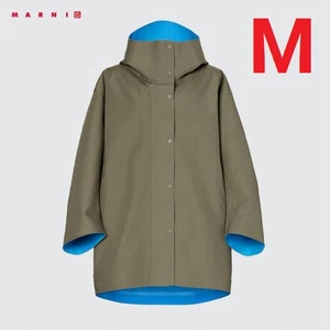 UNIQLO MARNI Blocktech Half Coat Olive M Water Repellent Oversized Cocoon Style - Picture 1 of 20