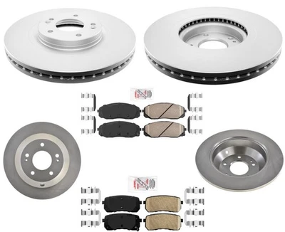 F & R Brake Disc Rotors Brake Pads with Hardware for 2015-2021 KIA Sedona - Image 1 of 4