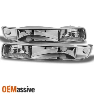 Fits 99-06 GMC Sierra Yukon XL Front Bumper Signal Lights Parking Lamps Chrome - Picture 1 of 5
