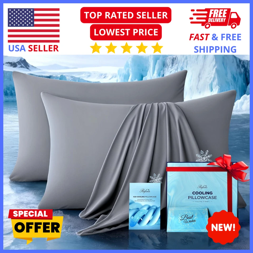 Cooling Pillowcases Set of 2 | Ultra-Chill Breathable Covers for Hot Sleepers - Image 1 of 4