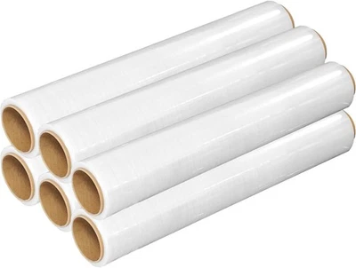 SIGNZWORLD 6 Rolls Pallet Wrap Stretch Shrink Clear & Black Wrap Cling Film 400mm, 150-300m