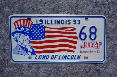 1993 ILLINOIS License Plate - JULY 4TH - INDEPENDENCE DAY - Uncle Sam - Image 1 of 3