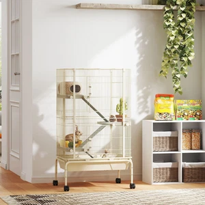 PawHut Kleintierkäfig Nagerkäfig Frettchenkäfig mit 3 Rampe ausziehbarem Tablett - Bild 1 von 10