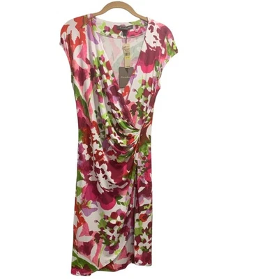 Vestido Tommy Bahama Mujer Rosa Blanco Floral Imitación Envolvente M Nuevo con Etiquetas Resort Vacaciones Boho Foto 1 de 4