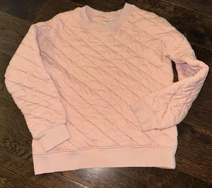 Girls Hanna Andersson 140 Pink Quilted Sweatshirt Super Soft! - Picture 1 of 5