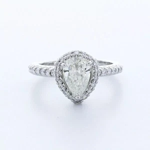 Platin Seitenstein Verlobungsring Halo 2,88 Karat Birne Lab-Grown Diamant G VS1 - Bild 1 von 5