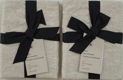 Two West Elm 100% European Flax Linen EURO Shams NATURALFLAX Color NWT!! - Image 1 of 4