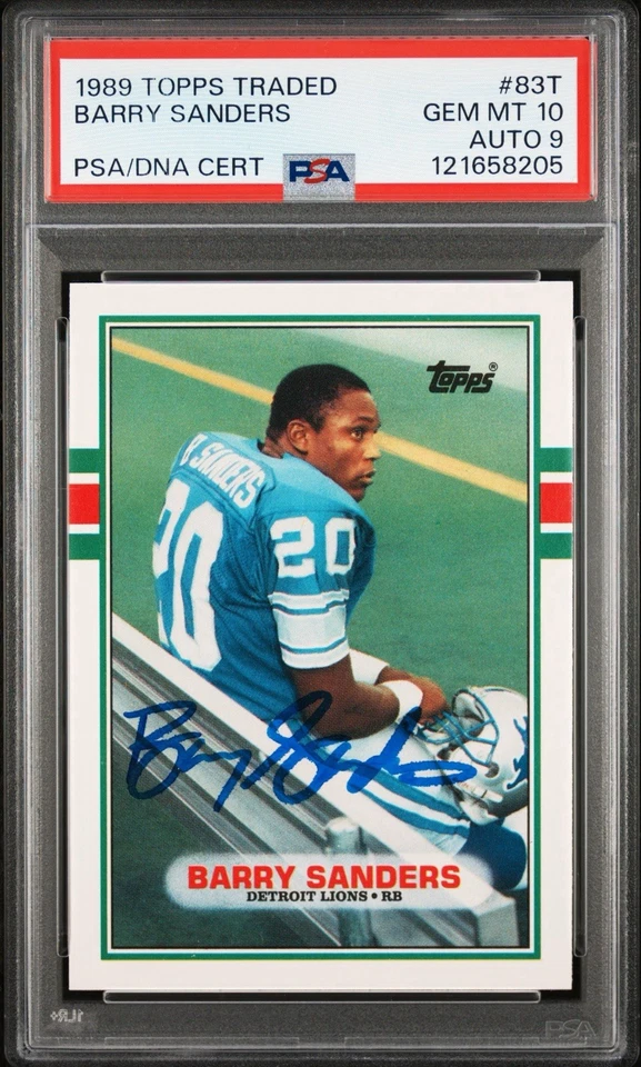 1989 Topps Traded #83T BARRY SANDERS AUTO PSA 10 GEM MINT Lions Rookie  - Image 1 of 2