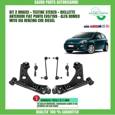 KIT BRACCI OSCILLANTI CON BIELLETTE E TESTINE FIAT PUNTO/EVO/ALFA MITO 6 PEZZI - Immagine 1 di 4
