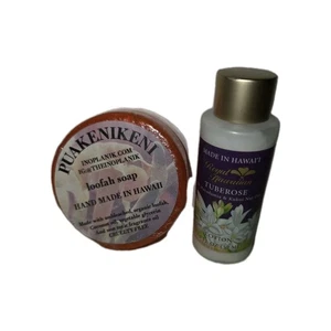 Made In Hawaii 2oz Tuberose Lotion & Hand Made In Hawaii Puakenikeni Luffa Seife - Bild 1 von 7