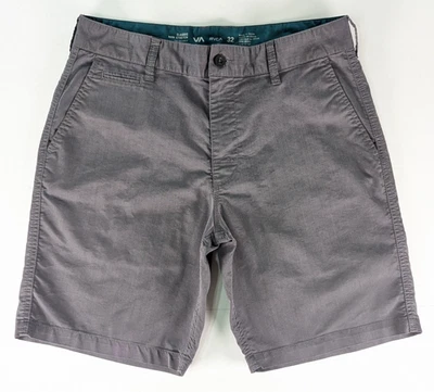 Pantalones Cortos RCVA Para Hombre Talla 32 Gris Clásico No Elástico Cremallera Mosca 9" Entrepierna Foto 1 de 4