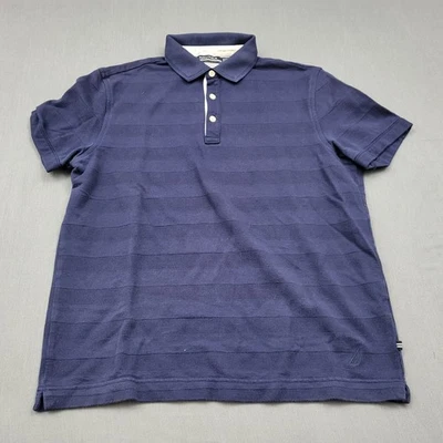 Nautica Shirt Mens Small S Short Sleeve Polo Pullover Knit Striped Blue - Image 1 of 4