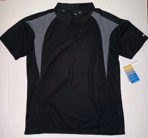 Reebok Play Dry Polo Shirt Black/Gray Mens (L) Short Sleeve New with Tags NWT - Picture 1 of 8