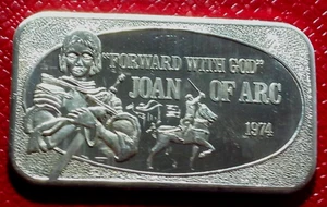 Juana de Arco-"Adelante con Dios" Art Bar-U.S.S.C. Plata Troy de 1 oz.999 baja acuñación - Imagen 1 de 3