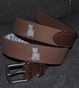 REEL POINT SHELTER ISLAND Embroidered Belt ANSLEY GOLF CLUB SETTINDOWN 38 Brown - Picture 1 of 9