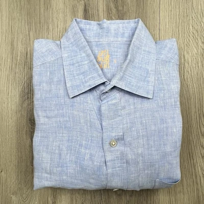 J Mclaughlin Long Sleeve Button Up Linen Shirt Men’s Size Large Light Blue  - Image 1 of 4