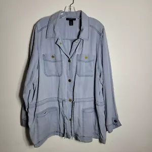Lane Bryant Chambray Jacke Übergröße 22/24 geknöpfte Taschen leicht - Bild 1 von 4