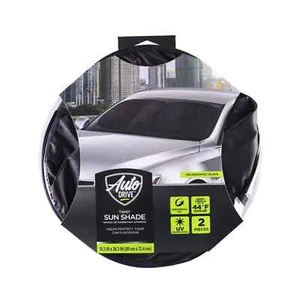Auto Drive Twist Sunshade Universal Fit Car Windshield Black Holographic 1 Pair - Picture 1 of 9