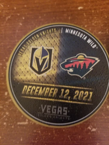 VEGAS GOLDEN KNIGHTS VS MINNESOTA WILD dated game day puck December 12, 2021 Cover