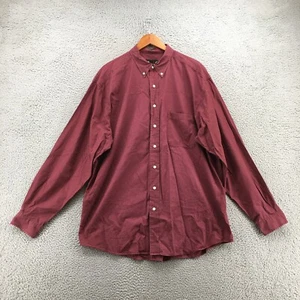 Eddie Bauer Button Down Shirt Mens XL Tall Burgundy Long Sleeve Collared Cotton - Picture 1 of 21