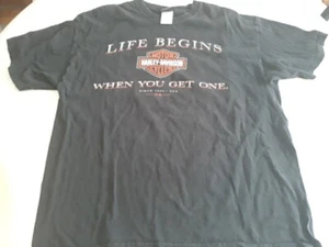2003 Life Begins When You Ride One Harley-Davidson  T Shirt. Sz XL - Picture 1 of 6