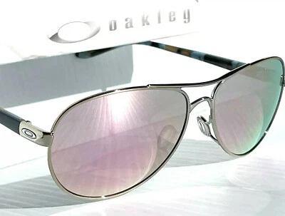 Oakley FEEDBACK Chrome Blue 58m AVIATOR Galaxy POLARIZED Rose Gold Sunglass 4079 - Image 1 of 4