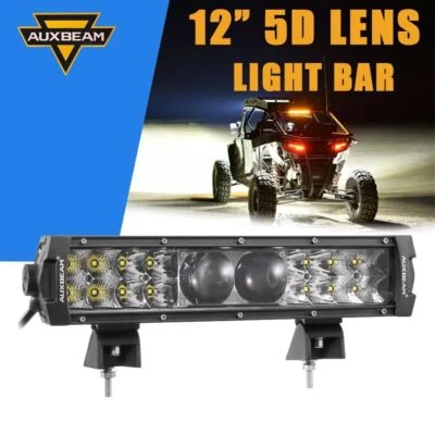 AUXBEAM 12/14 Inch LED Light Bar Spot Flood Driving For RZR Golf Cart ATV UTV - Image 1 of 4