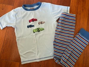 boys 2 PIECE PAJAMAS SET cars SHORT SLEEVE pants BLUE cotten KIRKLAND sz 10 - Picture 1 of 2