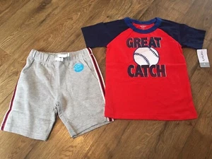 NWT Toddler Boys Size 4 Summer Clothes~Baseball Sports Outfit~100% Cotton~Carter - Picture 1 of 1