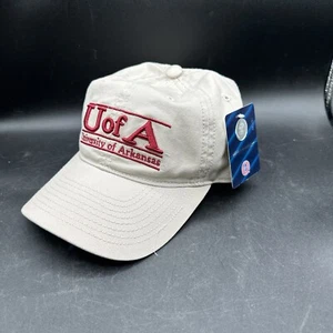 Vintage Arkansas University Razorbacks Hat Cap Strap Back Red The Game Line Bar - Afbeelding 1 van 4