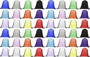 192 Pack Drawstring Backpacks, Bulk Sport Gym Cinch Sack Bag Wholesale Pack - Picture 1 of 8